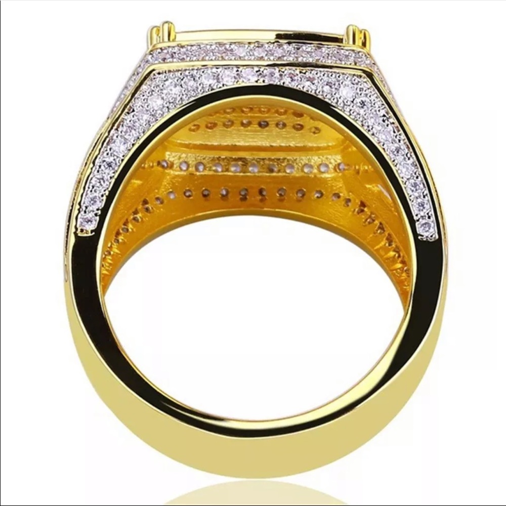 Luxury White Rhinestone Inlay Two Tone Party Ring - Picture 2 of 6